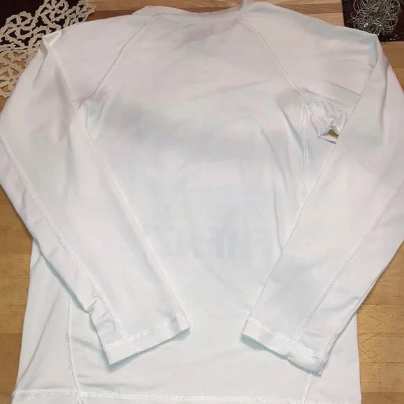 Long Sleeve Protective Sun Surf Shirt White Rash Guard Blue Shark Print OP 10 12 - Picture 6 of 6